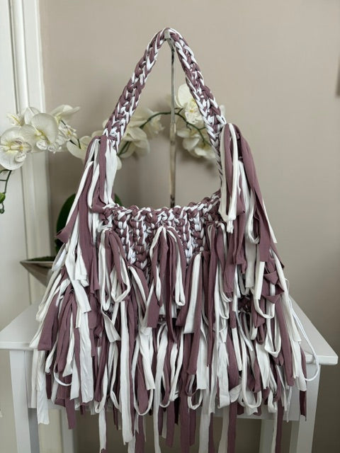 Handmade fringe crochet bag